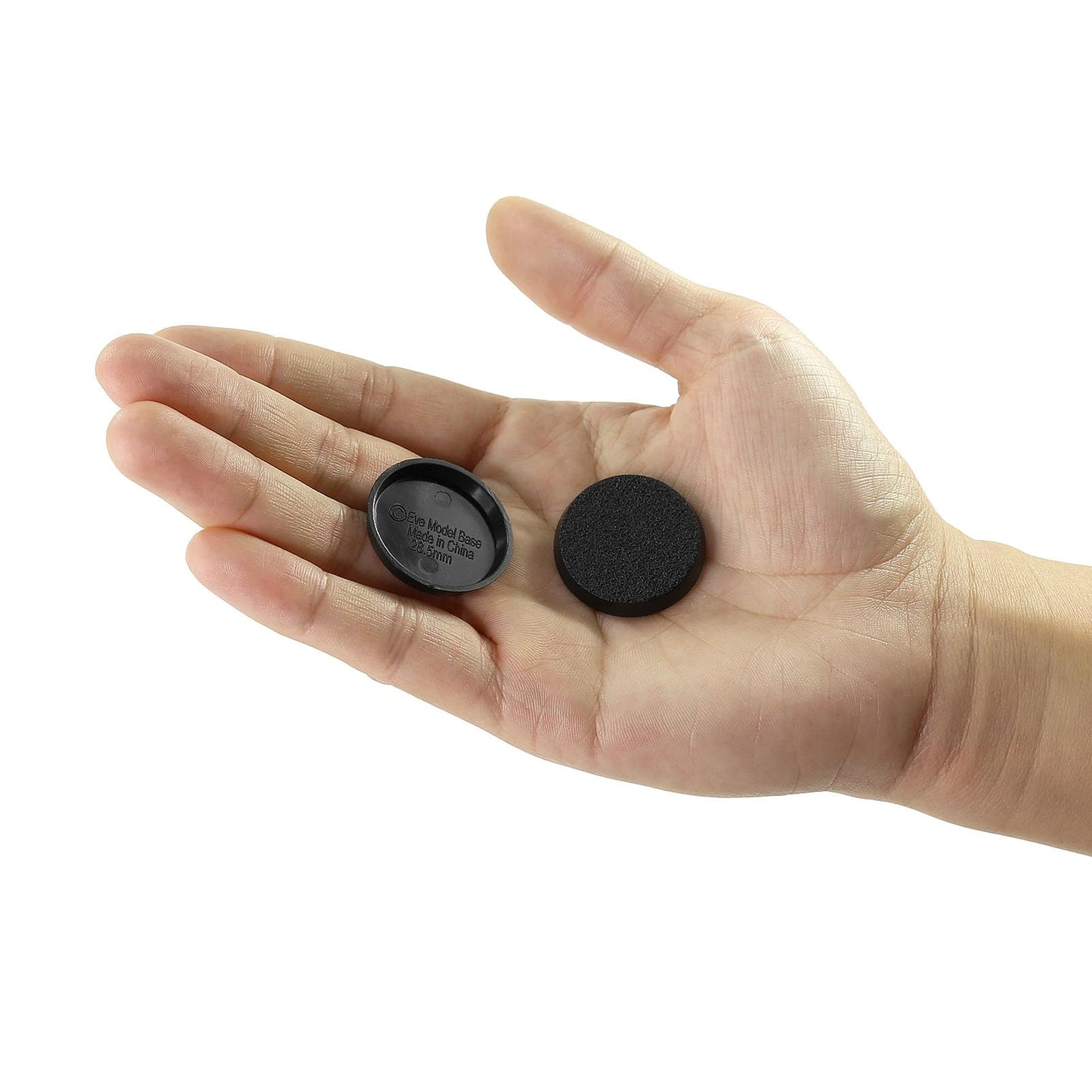 Evemodel 28.5mm Round Bases – Black ABS, 50 Pack for Wargames