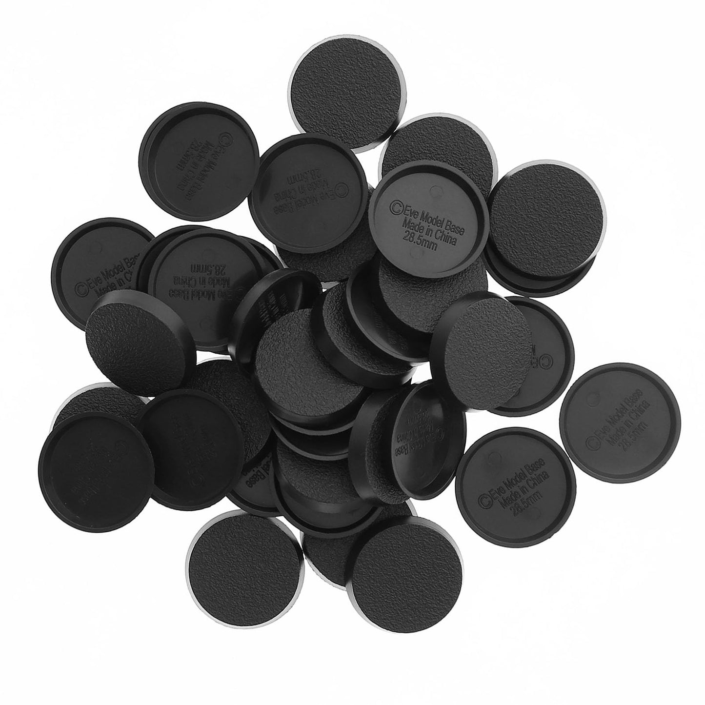 Evemodel 28.5mm Round Bases – Black ABS, 50 Pack for Wargames