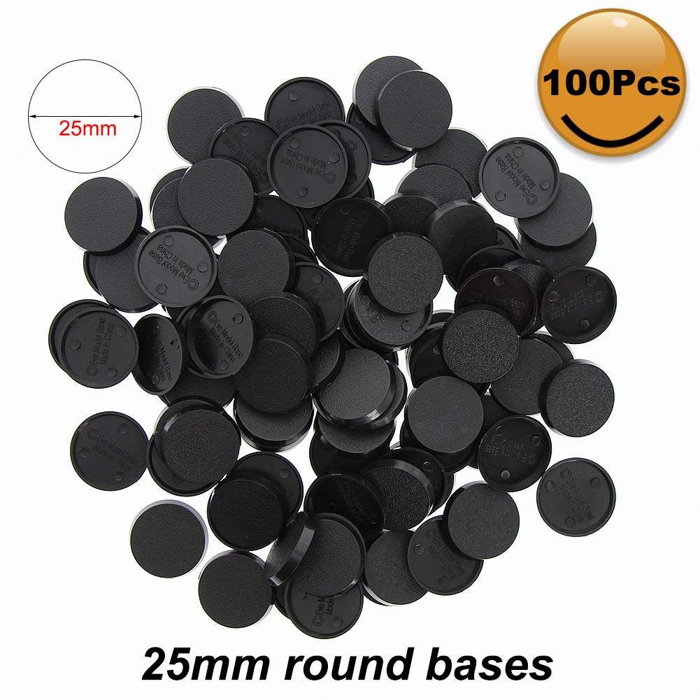 Evemodel MB325 Round Base 25mm (0.98inch) – 100x Plastic Model Bases for Miniatures and Wargaming