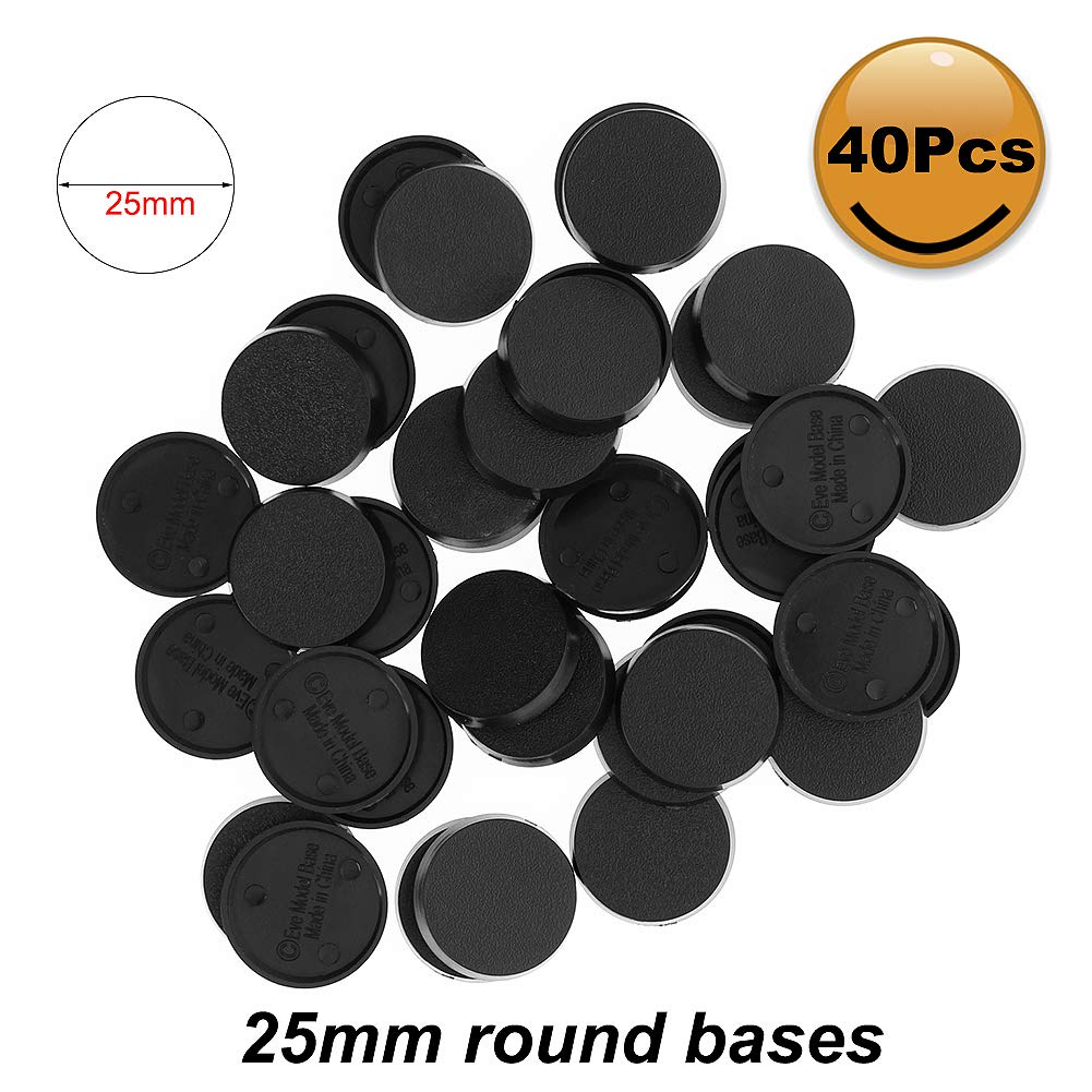 Evemodel MB325 25mm Round Plastic Bases – 40pcs for Miniatures & Wargames