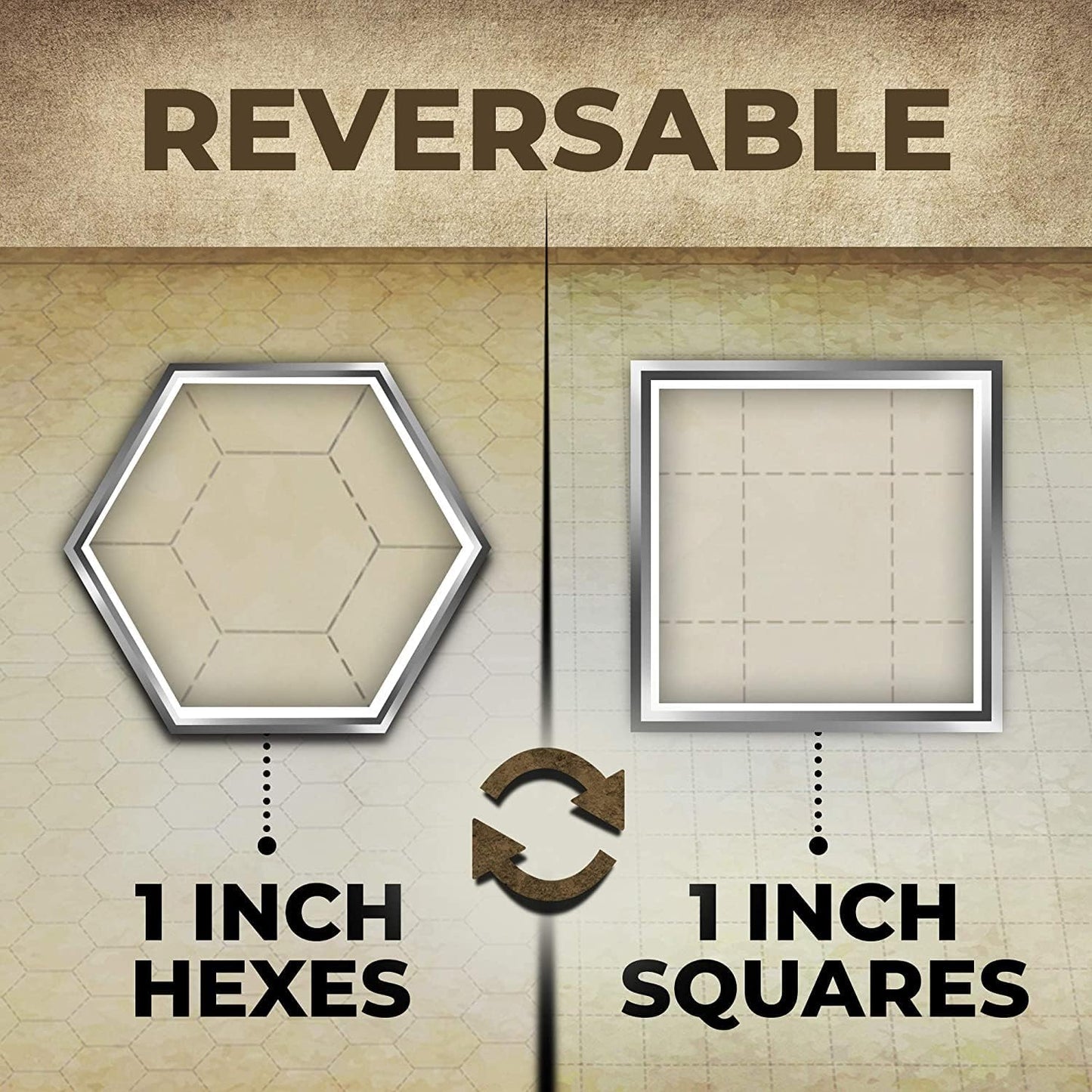 EverGame D&D Game Mat 23x27 – Double-Sided Hex & Square Grid + 7‑Pc Dice Set