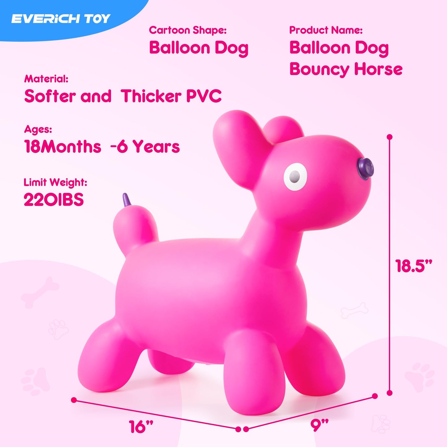 EVERICH TOY Bouncy Horse Hopper for Toddlers – Balloon Dog Bouncer Jumping Horse