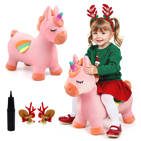 EVERICH TOY Bouncy Horse Unicorn – Inflatable Ride-On Toy for Kids 18 Months to 6 Years