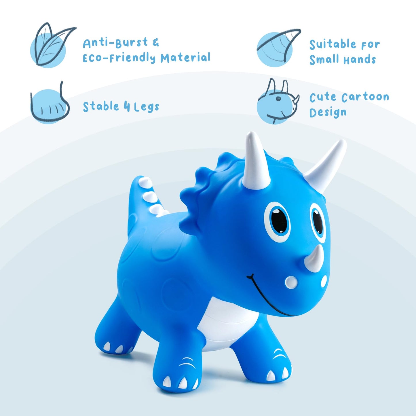 EVERICH TOY Triceratops Bounce Toy – Inflatable Dinosaur Bouncer for Indoor & Outdoor Play (18 Months+)