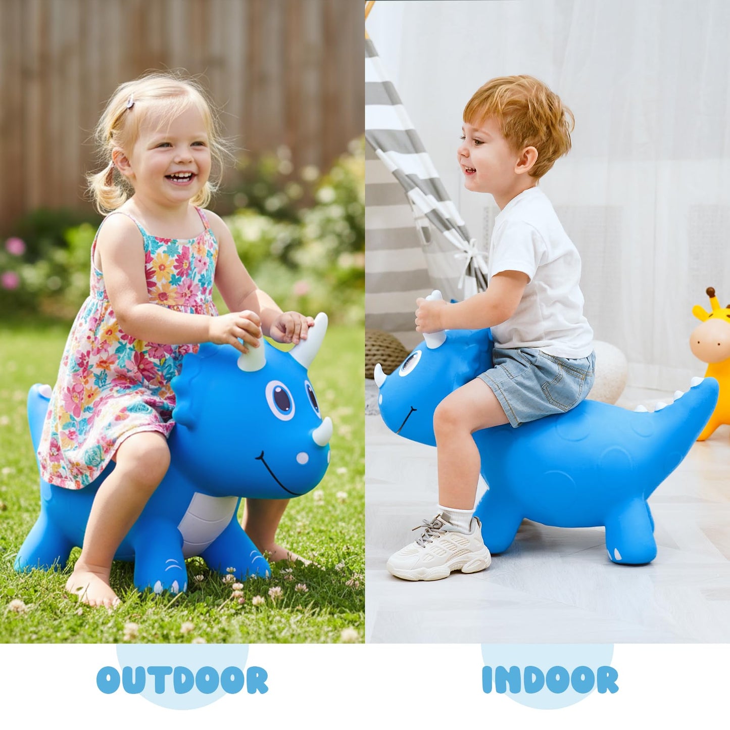EVERICH TOY Triceratops Bounce Toy – Inflatable Dinosaur Bouncer for Indoor & Outdoor Play (18 Months+)
