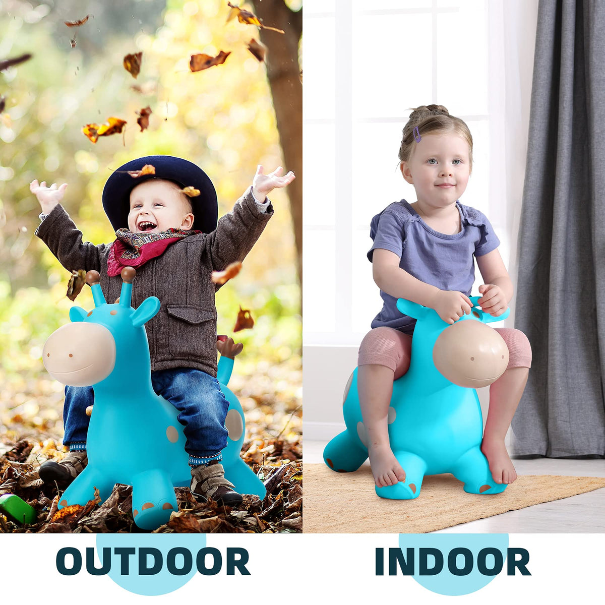 EVERICH TOY Giraffe Bouncy Horse Hopper – Inflatable Ride-On Toy for Toddlers