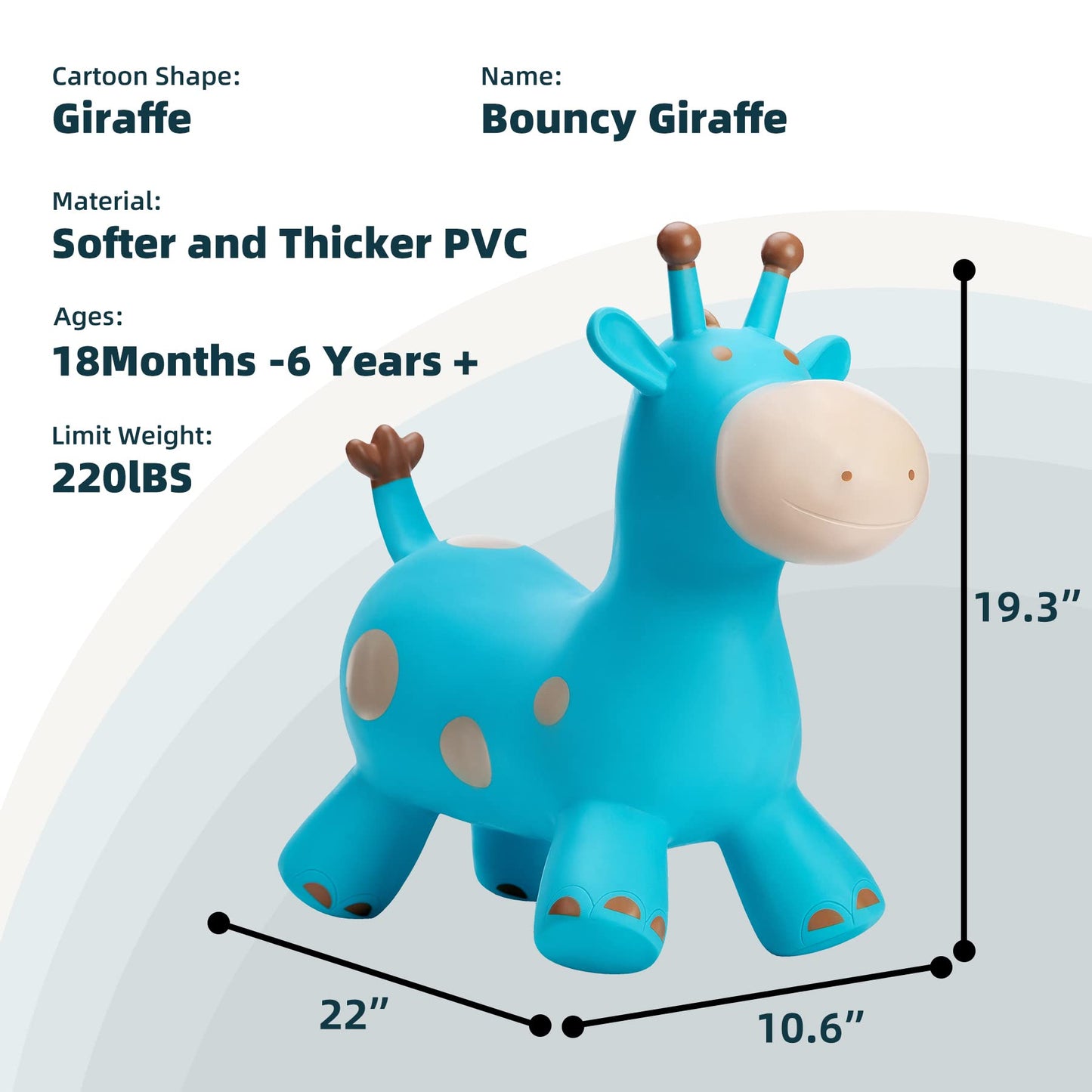 EVERICH TOY Giraffe Bouncy Horse Hopper – Inflatable Ride-On Toy for Toddlers