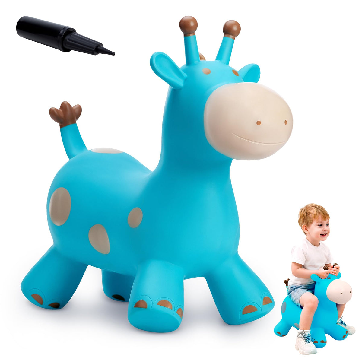 EVERICH TOY Giraffe Bouncy Horse Hopper – Inflatable Ride-On Toy for Toddlers