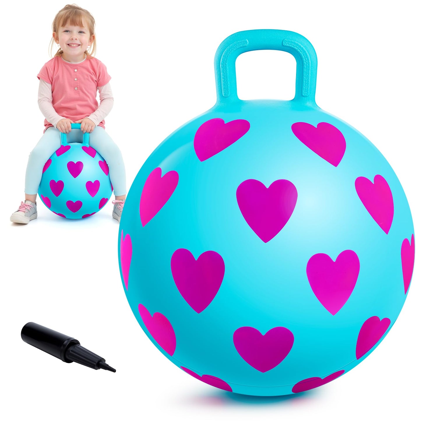 Everich Toy Hopper Ball 15in – Purple Heart Handle Hop Ball for Kids 3-6