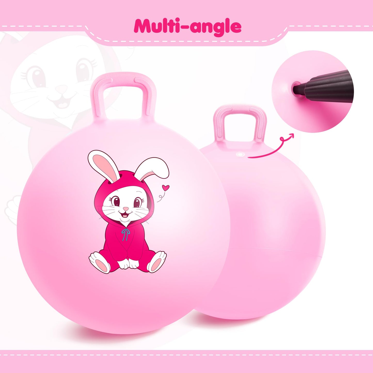 EVERICH TOY Hopper Ball – Pink Bunny 18 Inch Hoppity Hop with Handle for Indoor & Outdoor Play