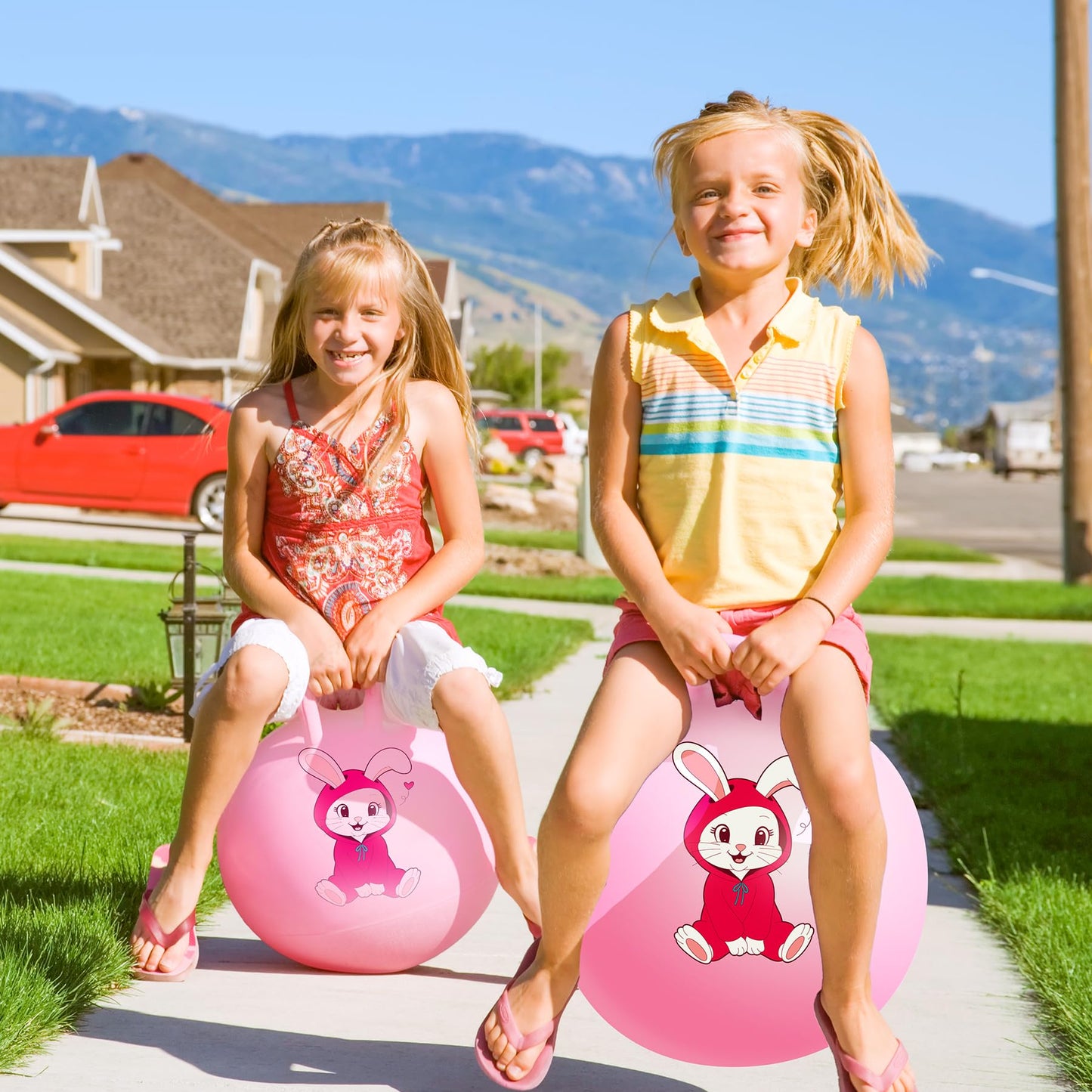 EVERICH TOY Hopper Ball – Pink Bunny 18 Inch Hoppity Hop with Handle for Indoor & Outdoor Play