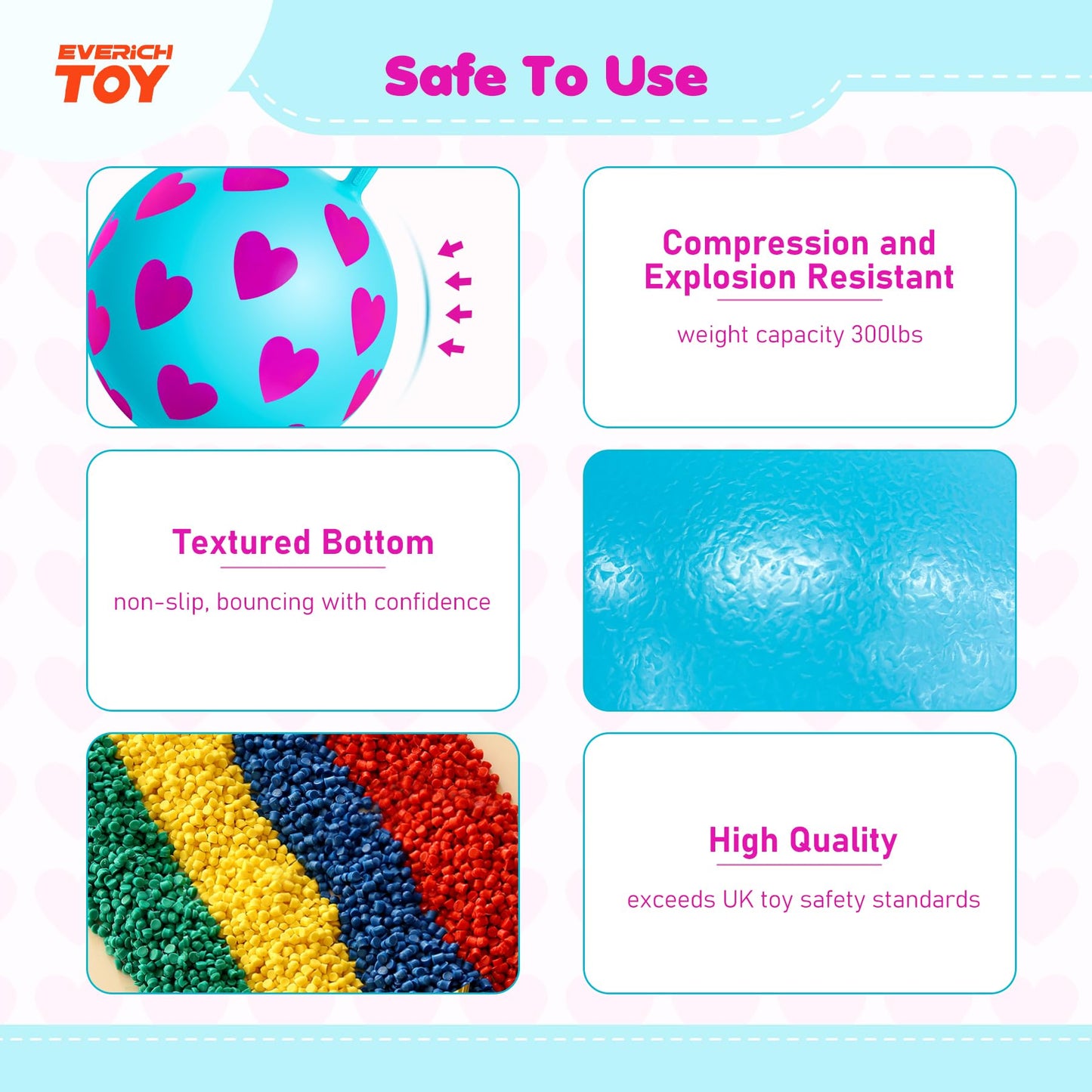 Everich Toy Hopper Ball 15in – Purple Heart Handle Hop Ball for Kids 3-6