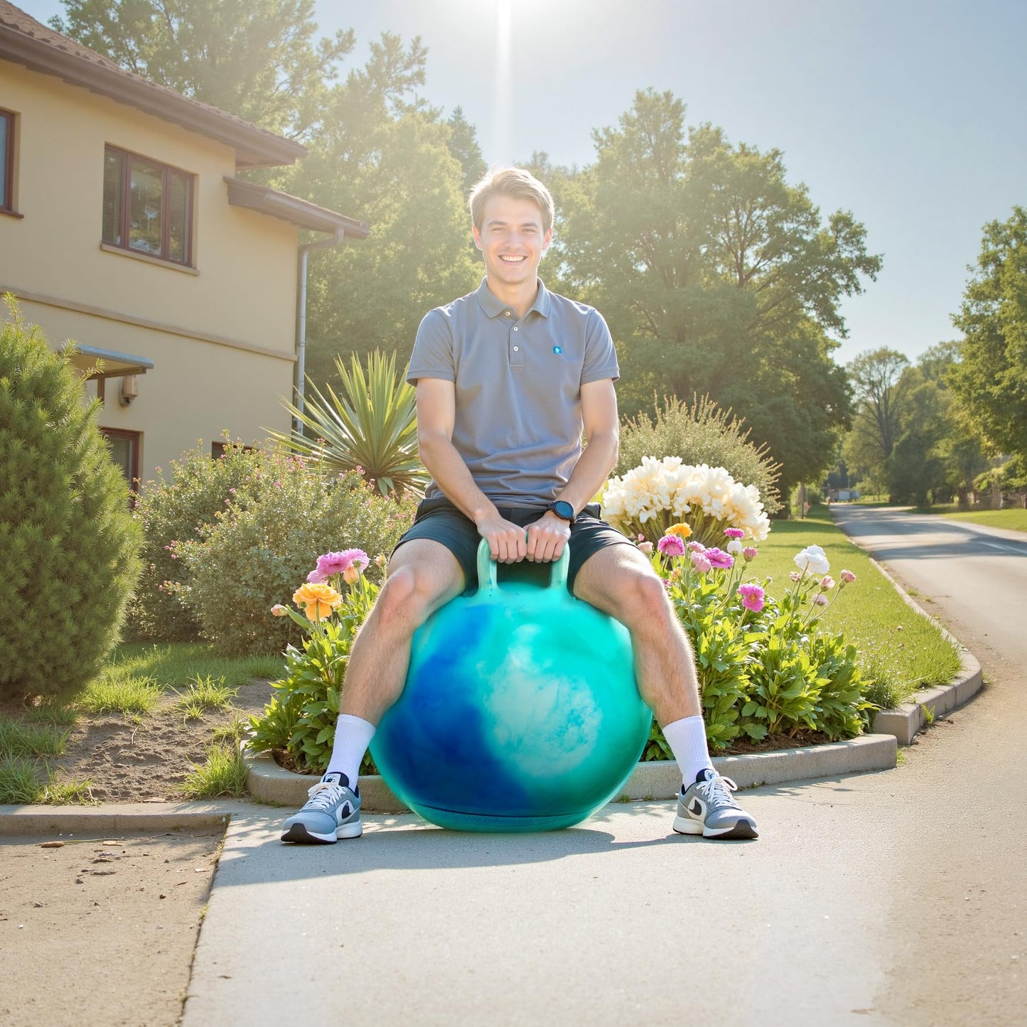 EVERICH TOY Hopper Ball 28-Inch with Handle for Adults & Teens | Indoor/Outdoor Fun