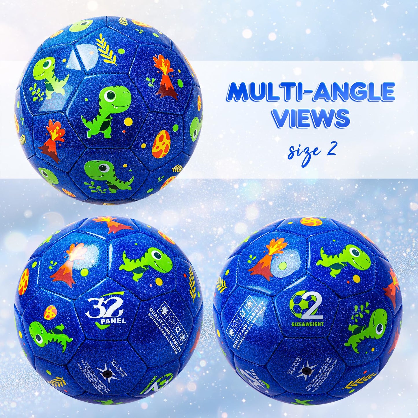 EVERICH TOY Toddler Soccer Ball – Size 2 with Pump, Dinosaur Design, Indoor & Outdoor Play