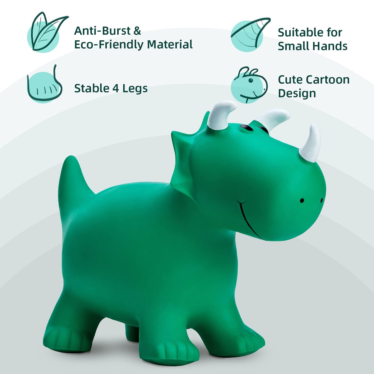 EVERICH TOY Kids Dinosaur Bouncy Triceratops – Inflatable Ride-On Hop Toy for Indoor and Outdoor Play