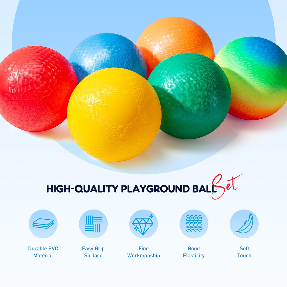 EVERICH TOY Playground Balls - 8.5-Inch Kickball, 6 or 12 Pack with Pump for Outdoor & Indoor Play