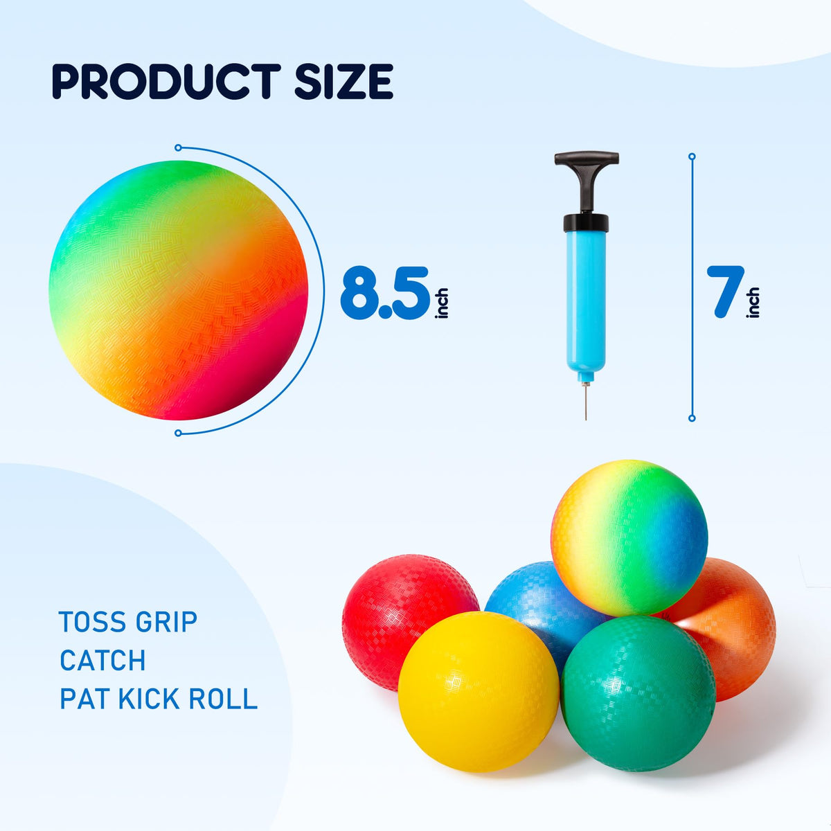 EVERICH TOY Playground Balls - 8.5-Inch Kickball, 6 or 12 Pack with Pump for Outdoor & Indoor Play