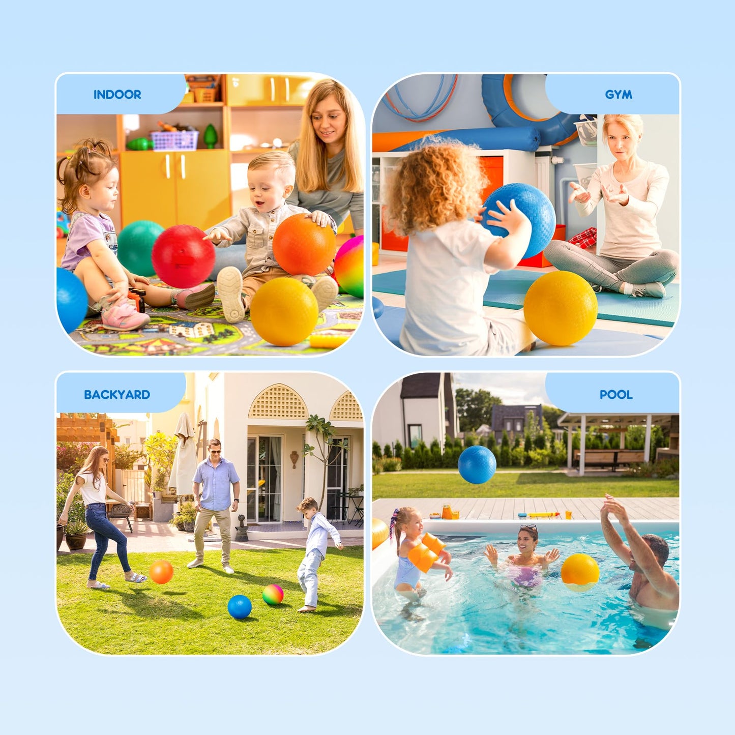 EVERICH TOY Playground Balls - 8.5-Inch Kickball, 6 or 12 Pack with Pump for Outdoor & Indoor Play