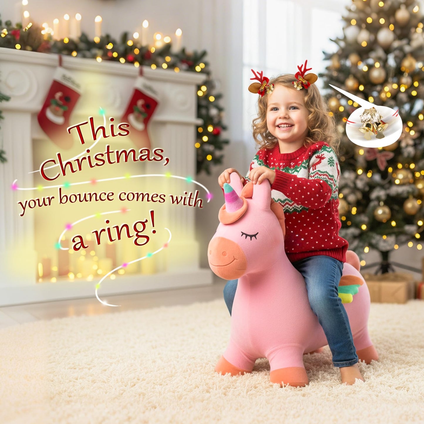 EVERICH TOY Bouncy Horse Unicorn – Inflatable Ride-On Toy for Kids 18 Months to 6 Years