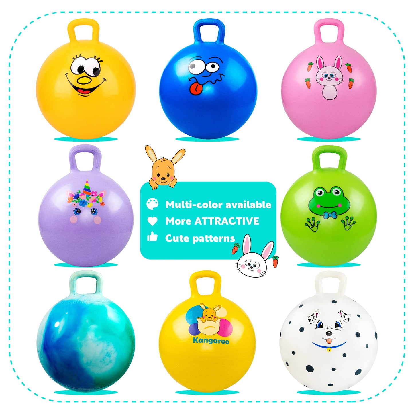 EVERICH TOY Hopper Ball 20-Inch Clouds Bouncing Ball with Handle – Safe, Durable Kids Toy