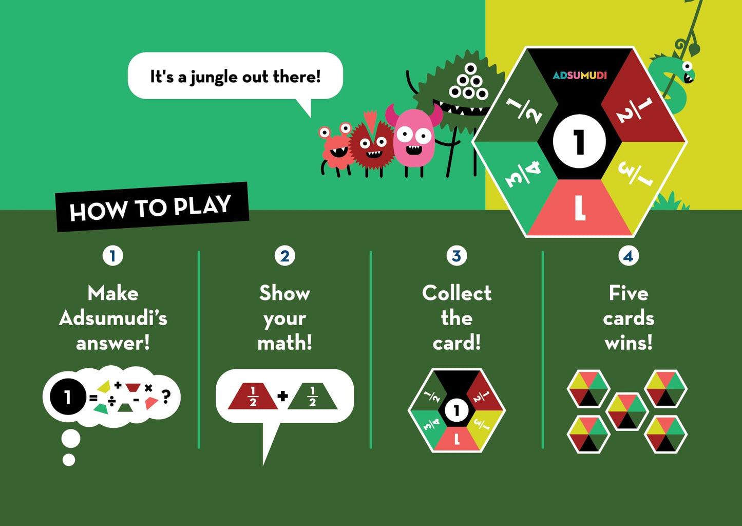 Evermade Adsumudi Math Game – Wild Ones: Fun Fractions, Decimals & Mental Math (Ages 9+)
