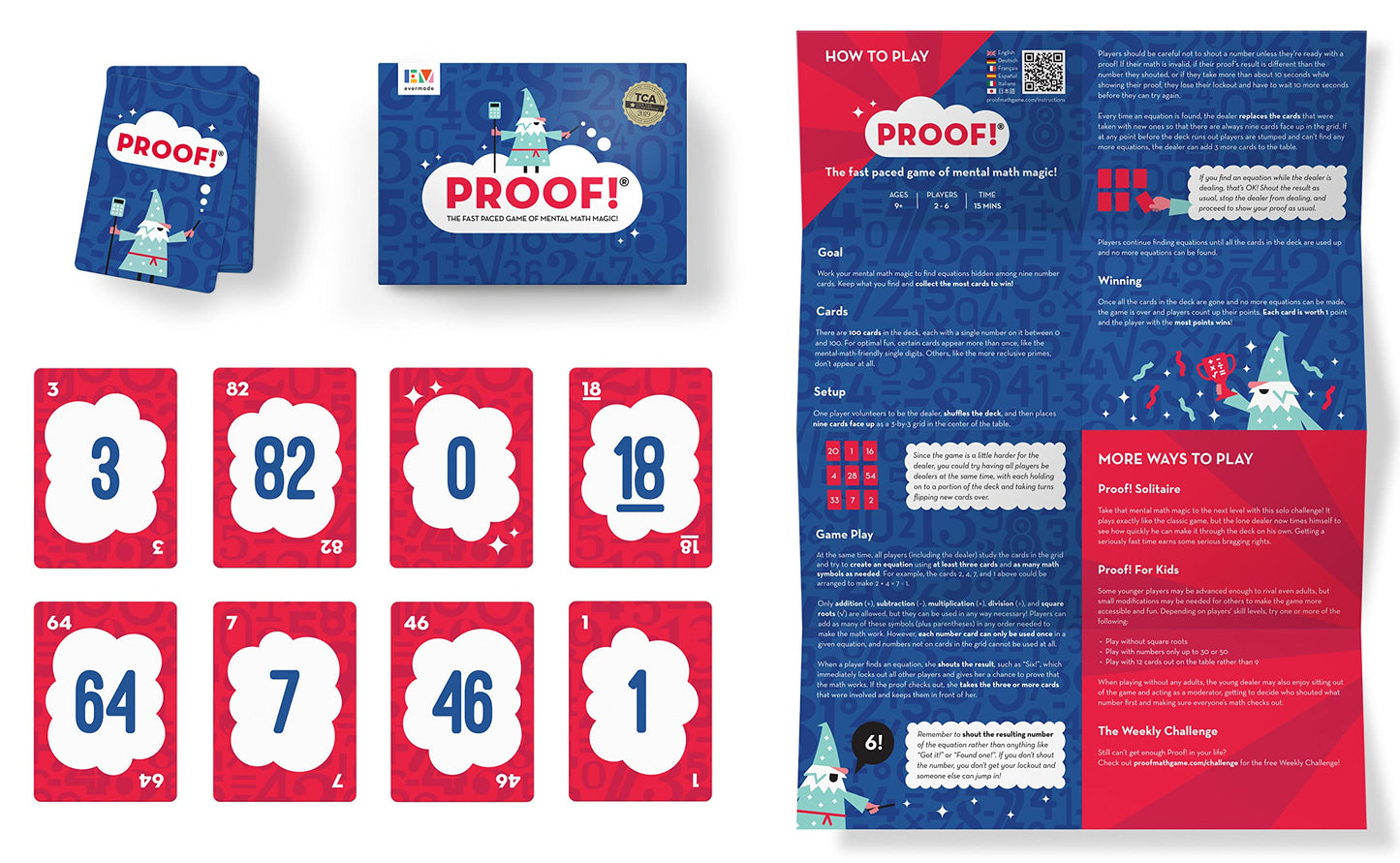 Evermade Proof! Math Game — Fast-Paced Mental Math Fun for Ages 9+ (Teacher's Choice Gold Award)
