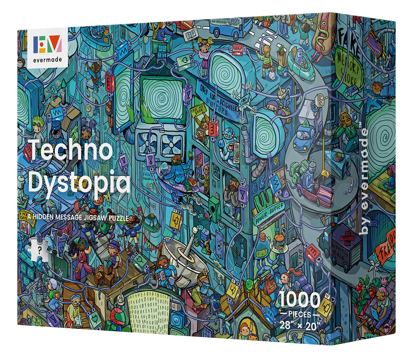 Evermade Techno Dystopia 1000-Piece Mystery Puzzle – Frameable City Art
