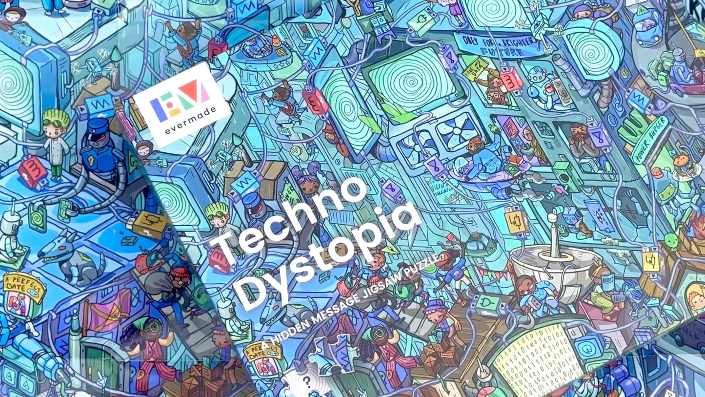 Evermade Techno Dystopia 1000-Piece Mystery Puzzle – Frameable City Art