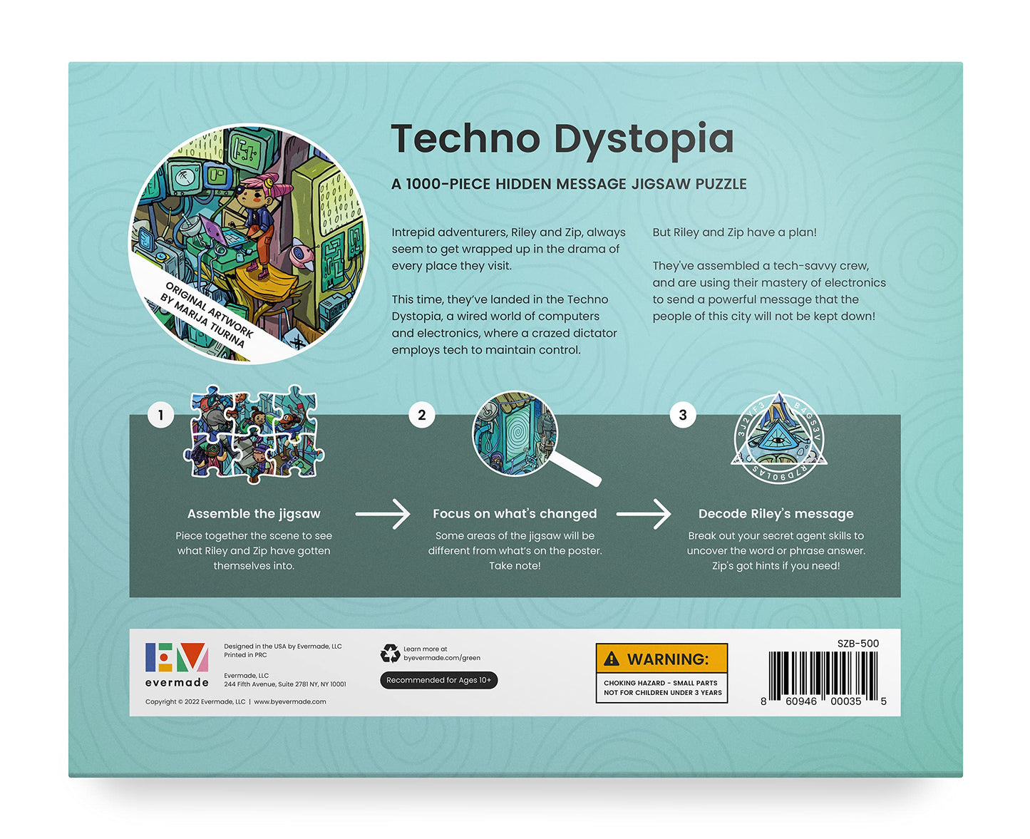 Evermade Techno Dystopia 1000-Piece Mystery Puzzle – Frameable City Art
