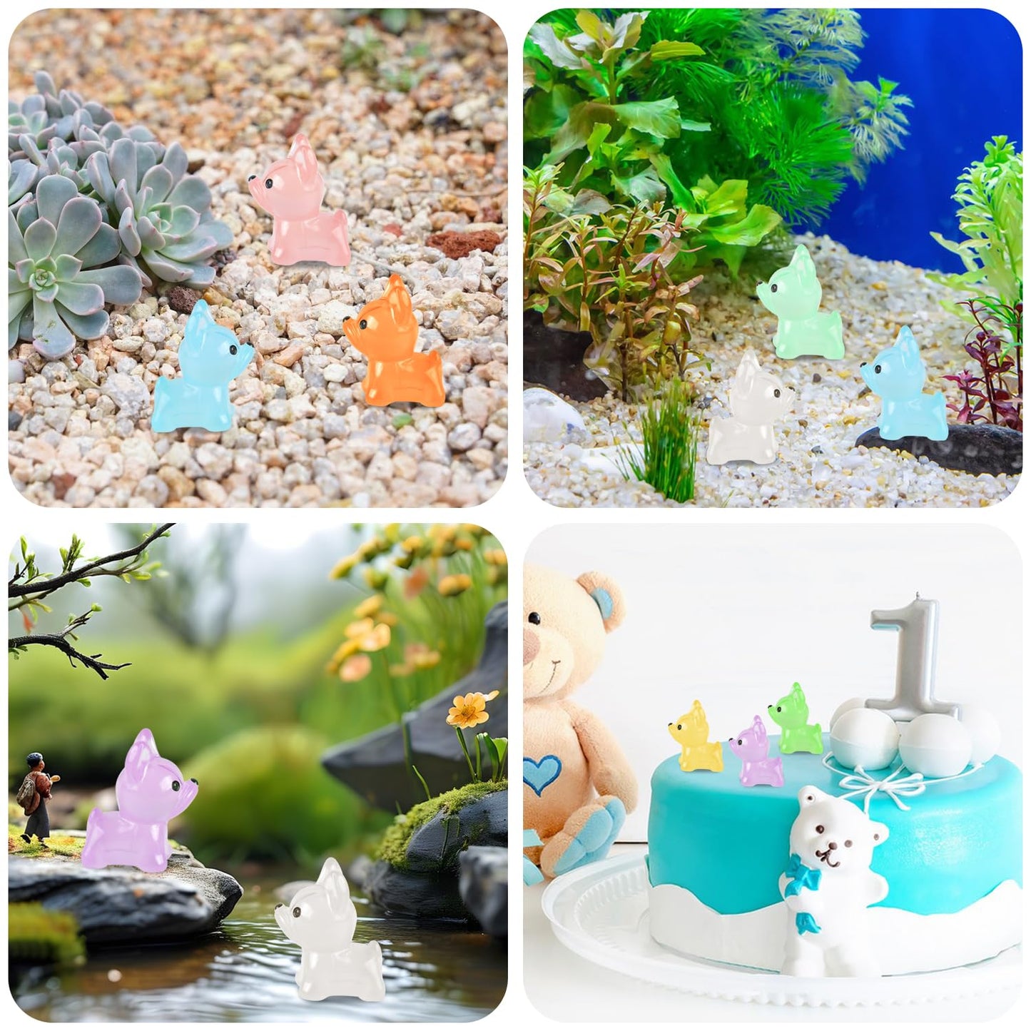 EVERMARKET 80 PCS Luminous French Bulldog Miniatures for Dollhouses, Fairy Gardens & Micro Landscaping