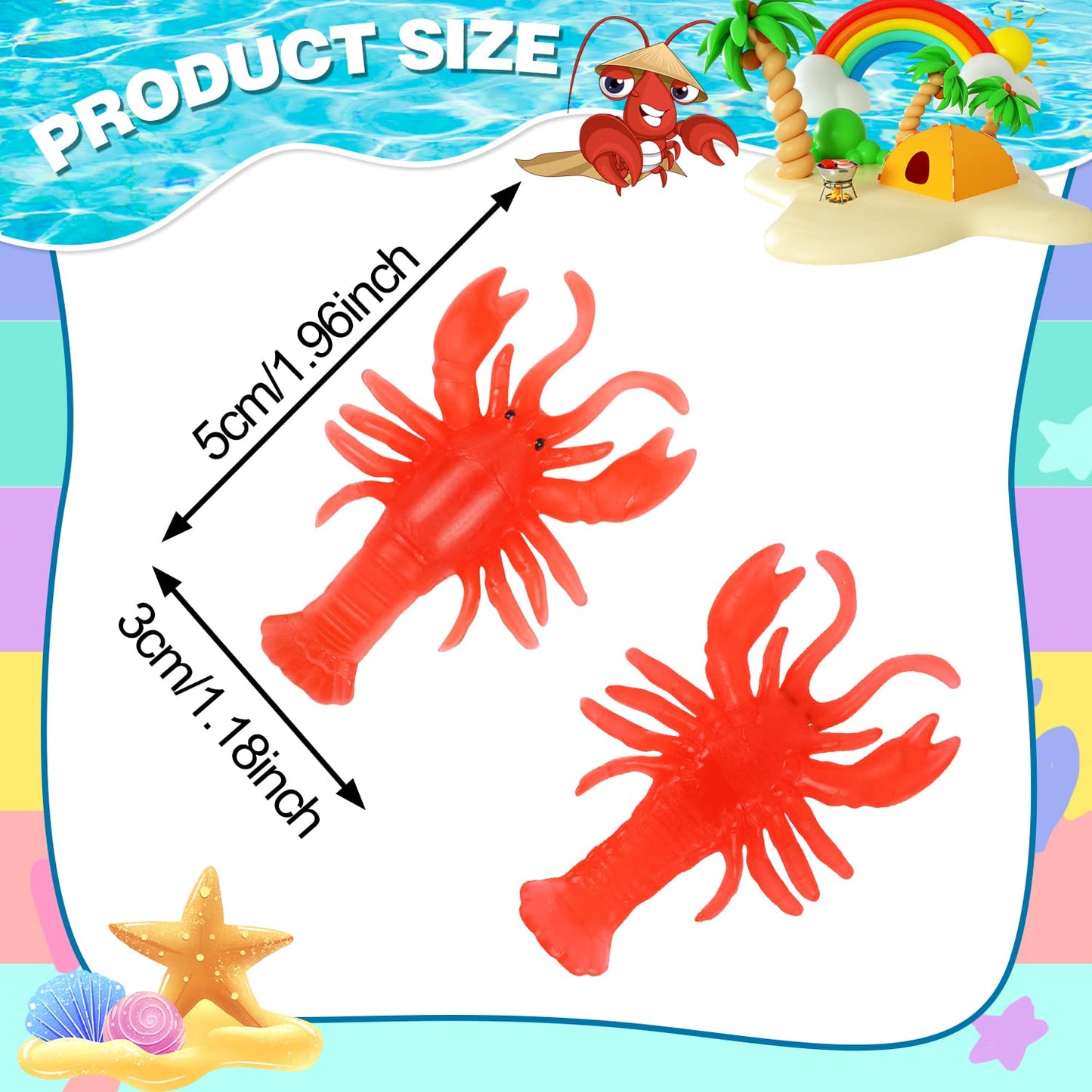 EVERMARKEt 20 Pcs Mini Lobster Toy Set – Soft TPR Crawfish Models for Education, Decor & Party Props