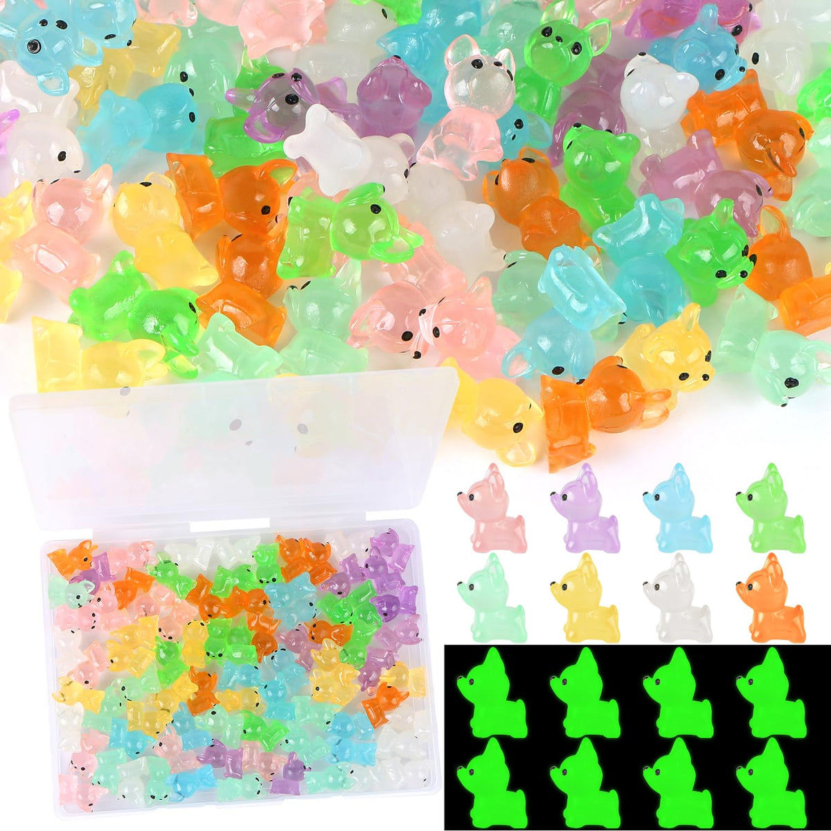 EVERMARKET 80 PCS Luminous French Bulldog Miniatures for Dollhouses, Fairy Gardens & Micro Landscaping
