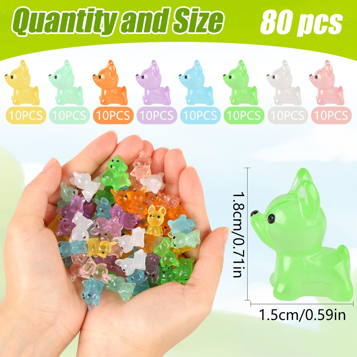 EVERMARKET 80 PCS Luminous French Bulldog Miniatures for Dollhouses, Fairy Gardens & Micro Landscaping