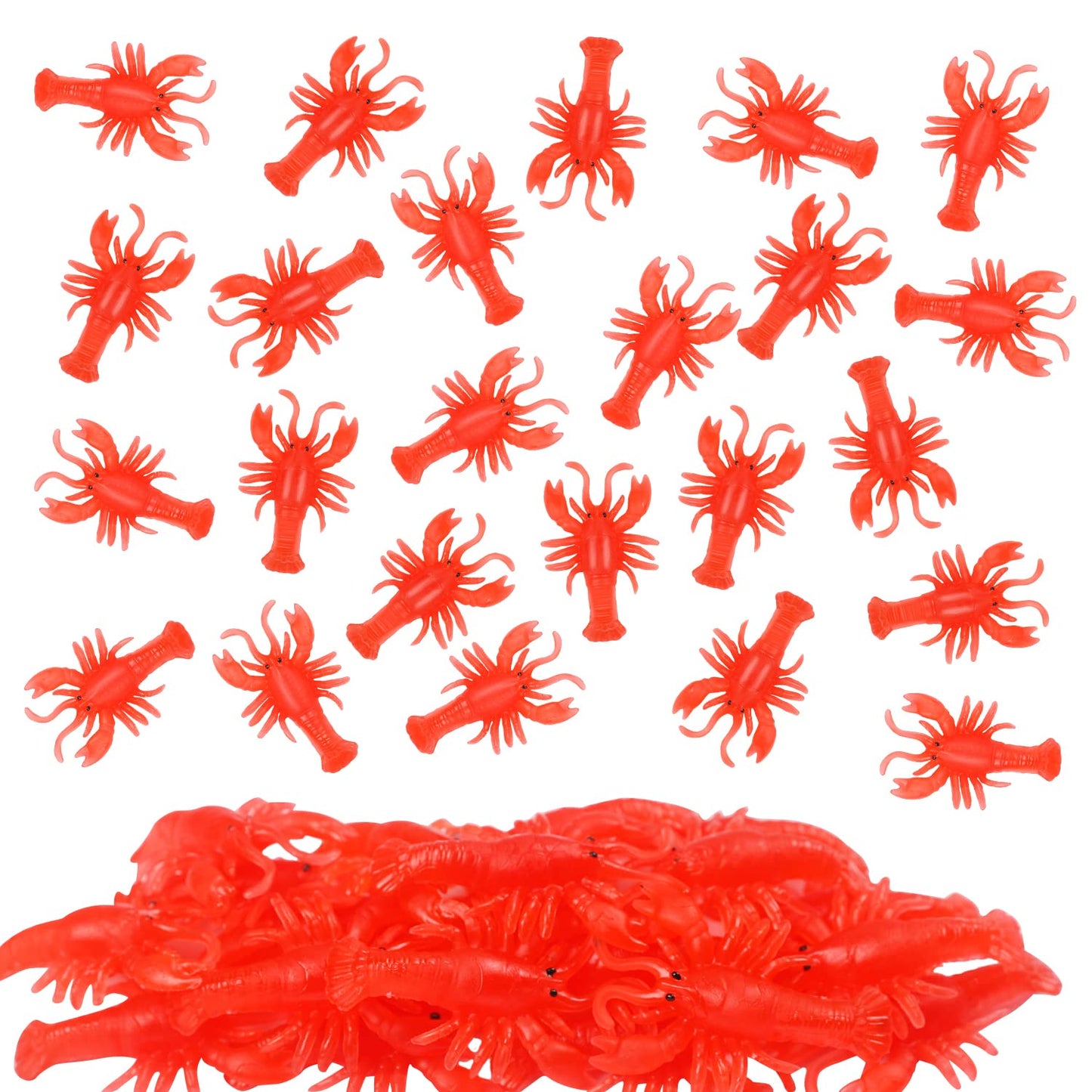 EVERMARKEt 20 Pcs Mini Lobster Toy Set – Soft TPR Crawfish Models for Education, Decor & Party Props