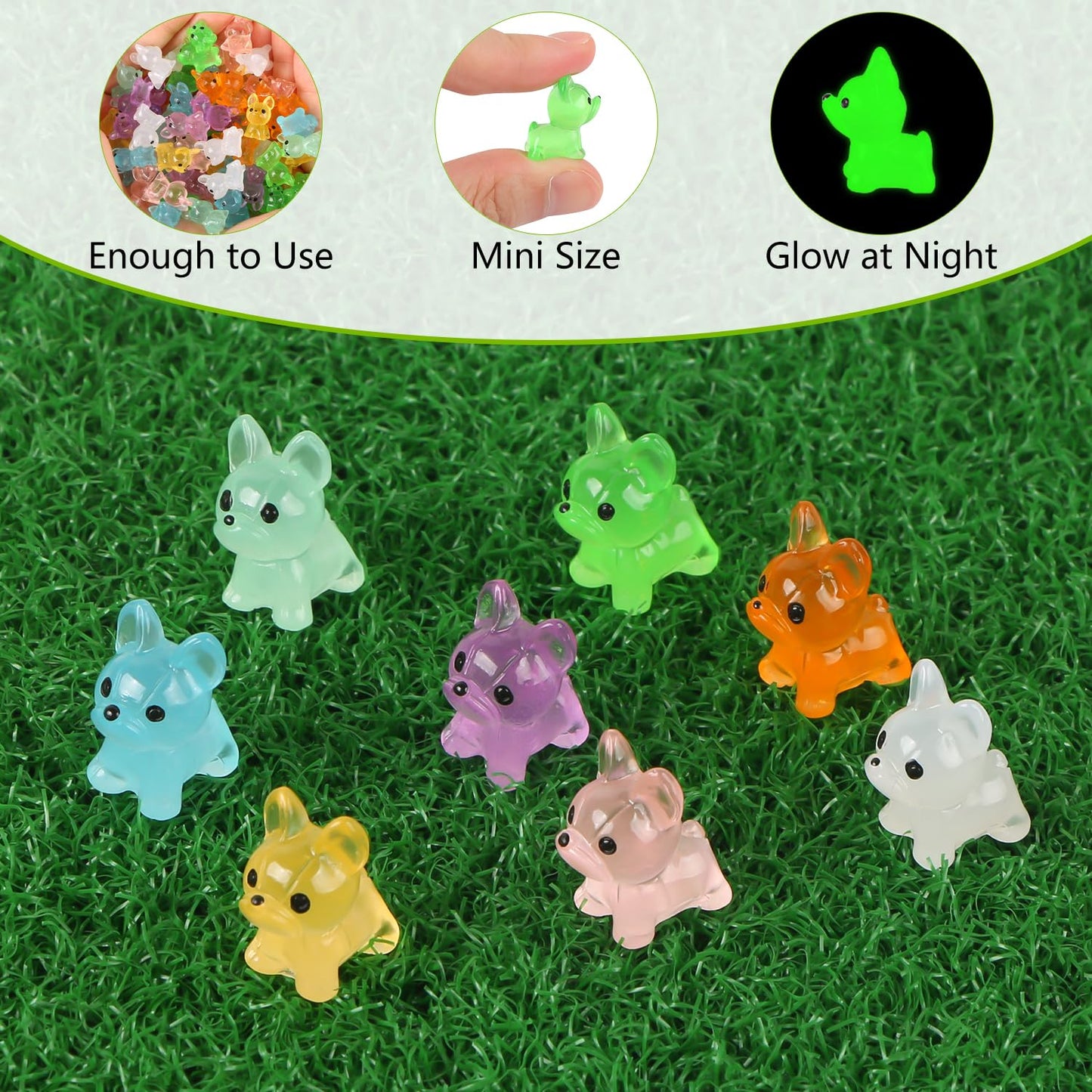 EVERMARKET 80 PCS Luminous French Bulldog Miniatures for Dollhouses, Fairy Gardens & Micro Landscaping