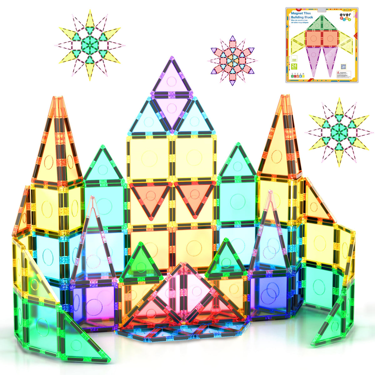 Everplay 24-Piece Magnetic Tile Building Set for Kids – STEM & Creative Play
