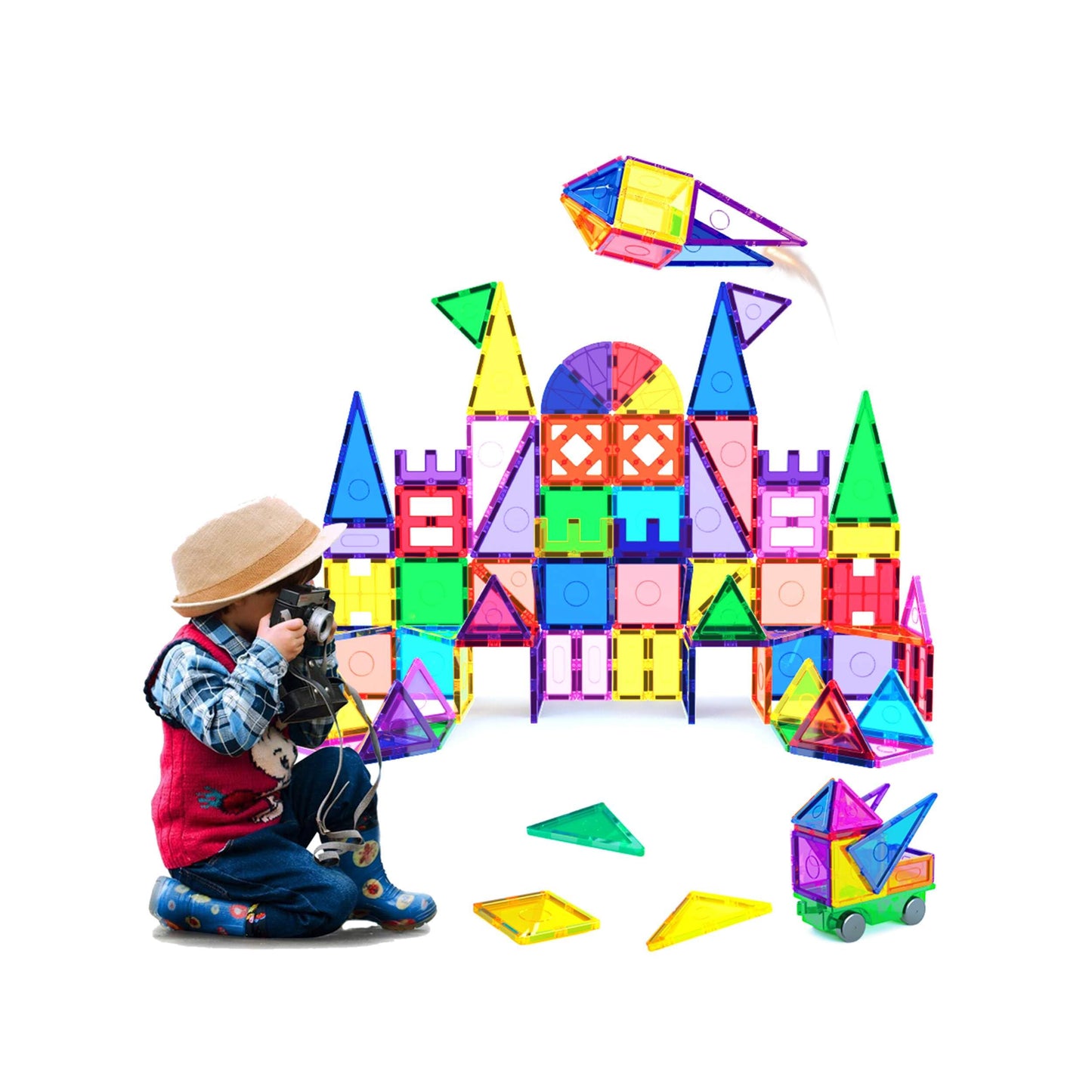 Everplay 110-Piece Magnetic Tiles Set – STEM Building Blocks for Ages 3+