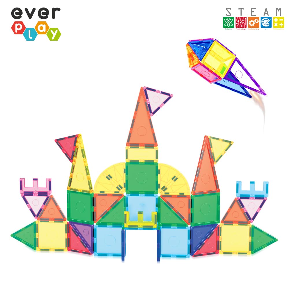 Everplay 41-Piece Magnetic Tiles Starter Set – STEM Building Toys for Ages 3+