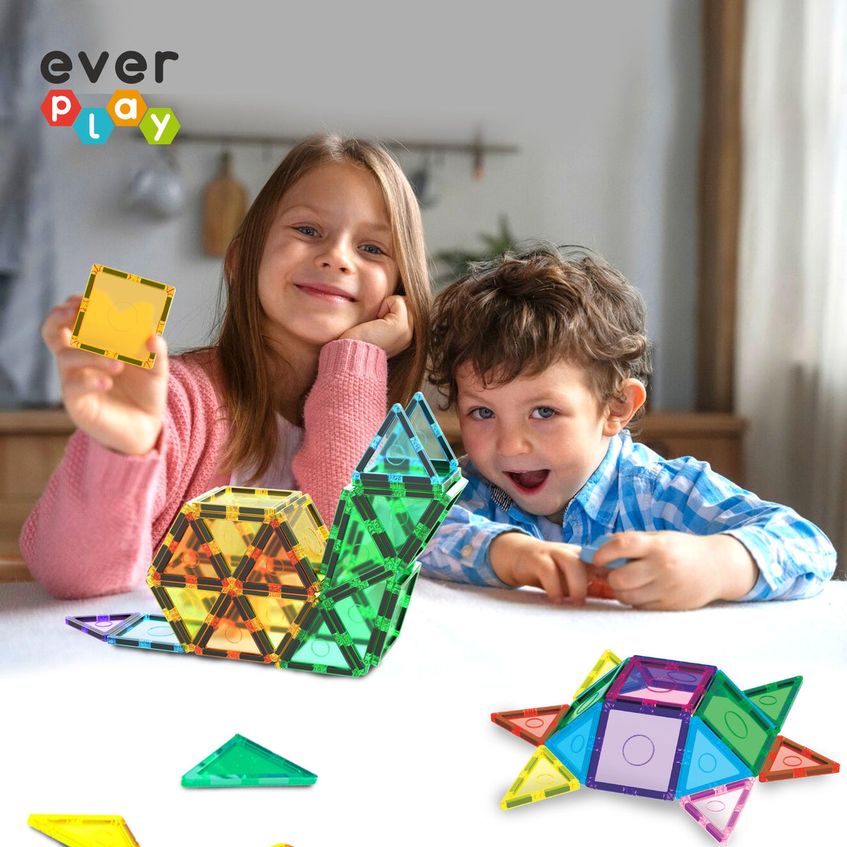 Everplay 24-Piece Magnetic Tile Building Set for Kids – STEM & Creative Play