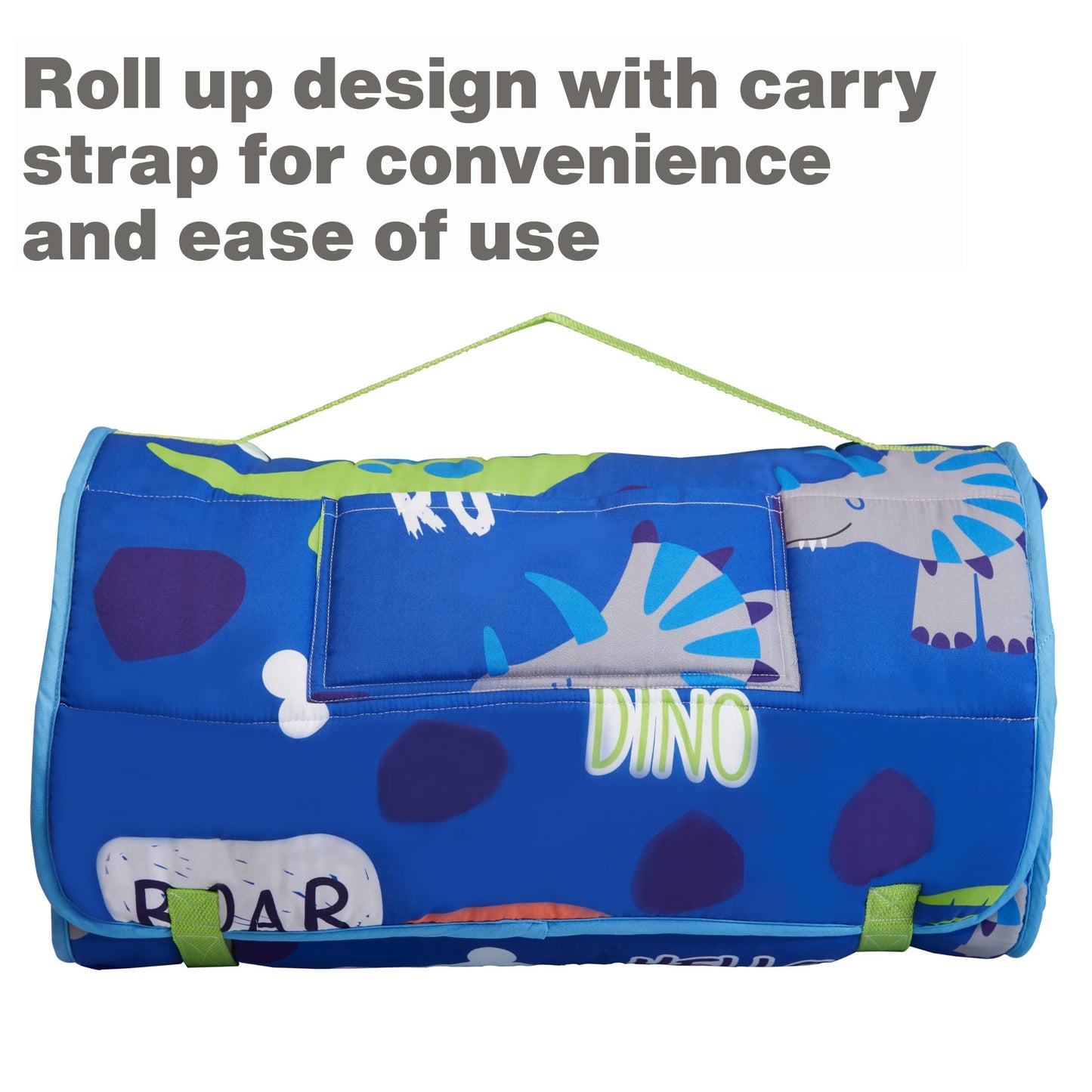 EVERYDAY KIDS Nap Mat with Removable Pillow – Roarin' Dinos for Preschool Ages 3-6