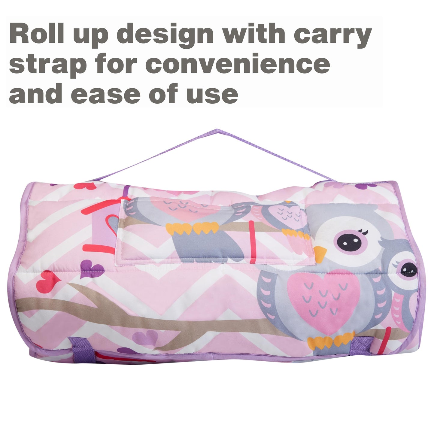EVERYDAY KIDS Nap Mat with Removable Pillow – Rollup Design, Carry Handle, Soft Microfiber for Ages 3-6
