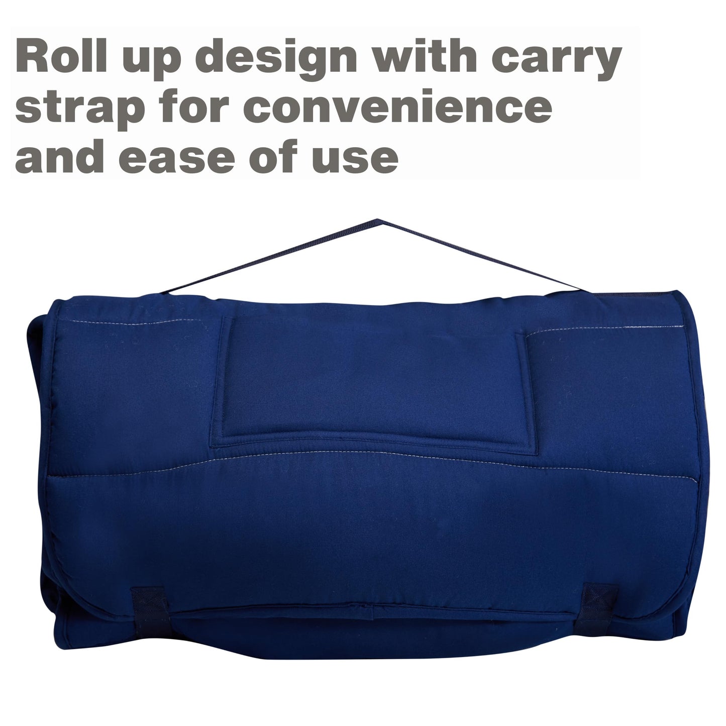 EVERYDAY KIDS Nap Mat with Removable Pillow - Navy | Rollup Sleep Mat for Preschool (Ages 3-6)