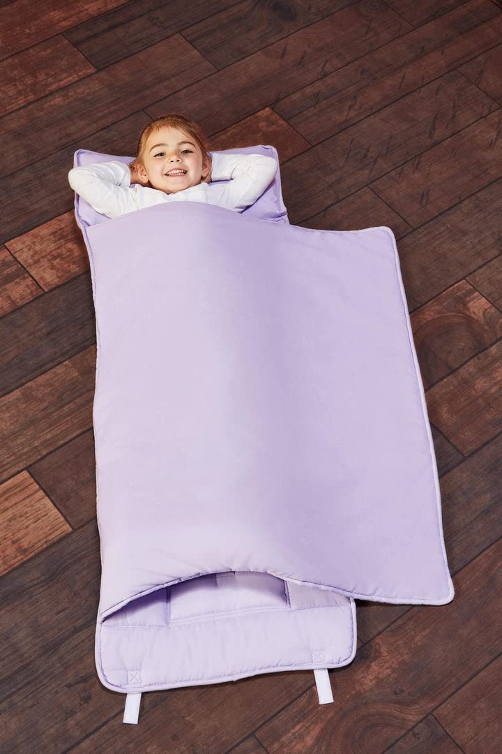 EVERYDAY KIDS Nap Mat with Removable Pillow – Lavender | Rollup Design for Preschool & Daycare