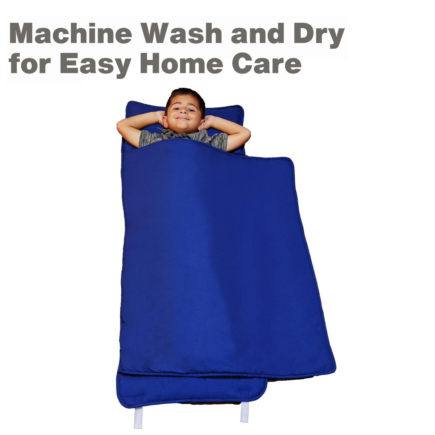 EVERYDAY KIDS Nap Mat with Removable Pillow - Navy | Rollup Sleep Mat for Preschool (Ages 3-6)