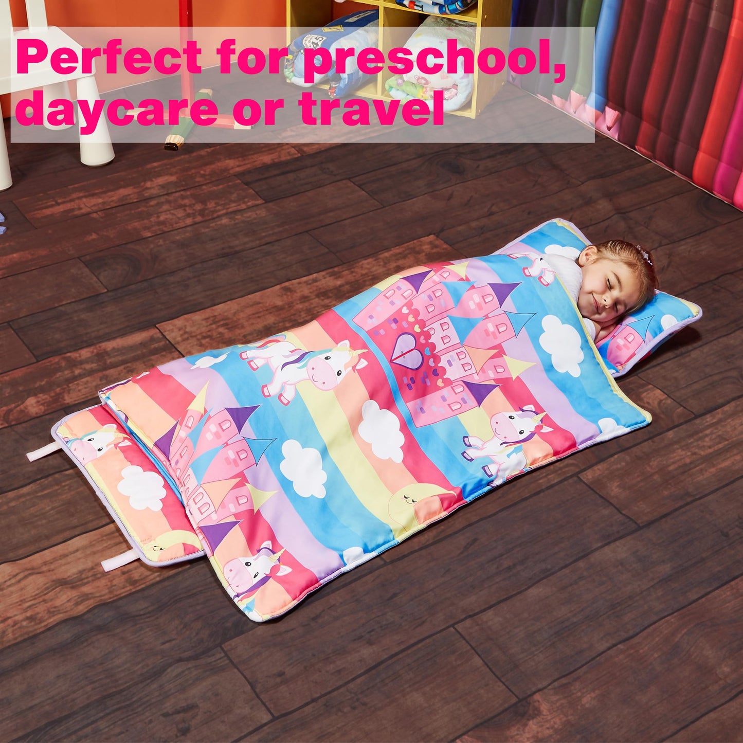 EVERYDAY KIDS Nap Mat with Removable Pillow - Unicorn Dreams (Ages 3-6)