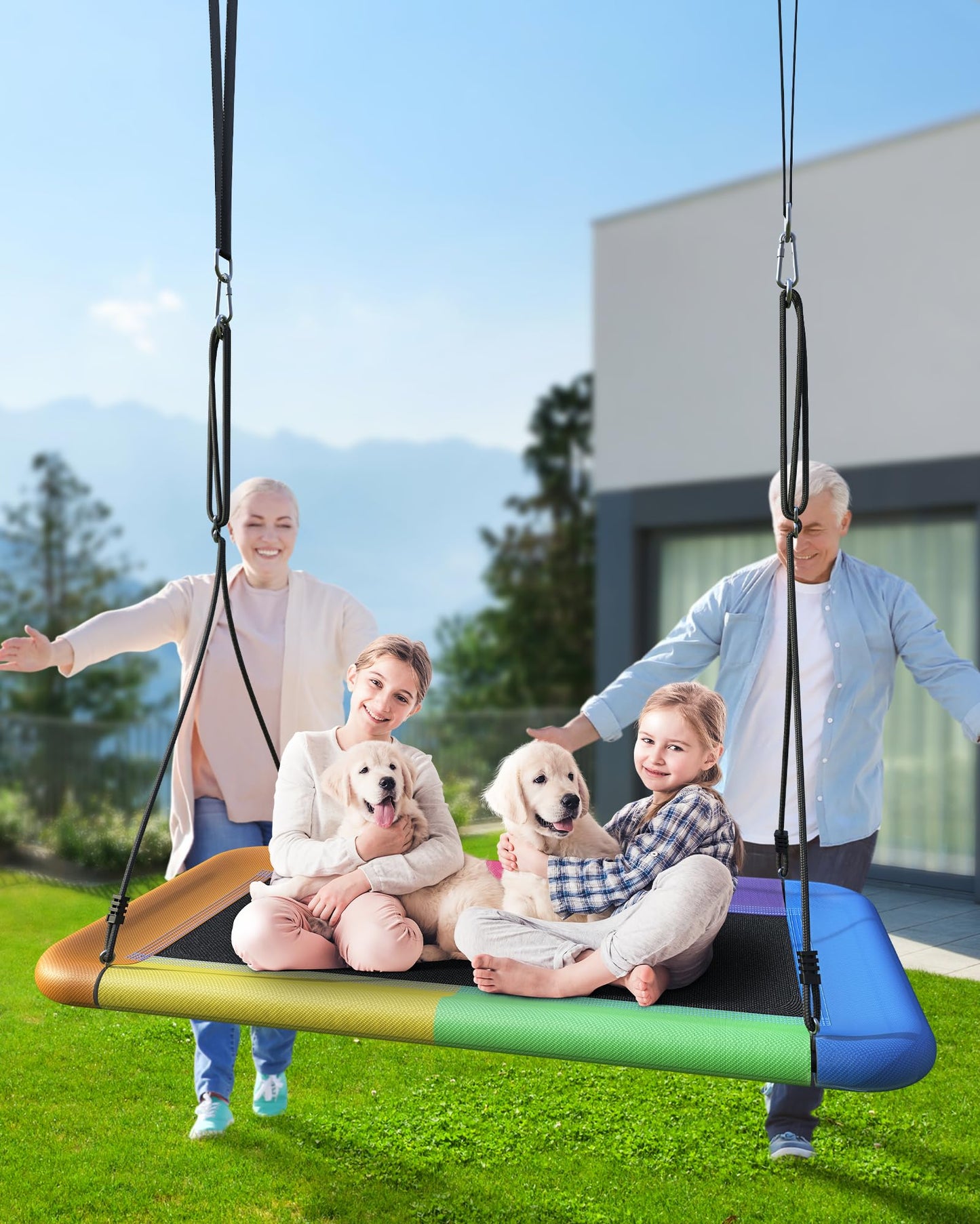 Everyfun Tree Swing for Kids and Adults — 60-Inch Rectangle, Waterproof, Heavy-Duty, 700 lbs, Colorful