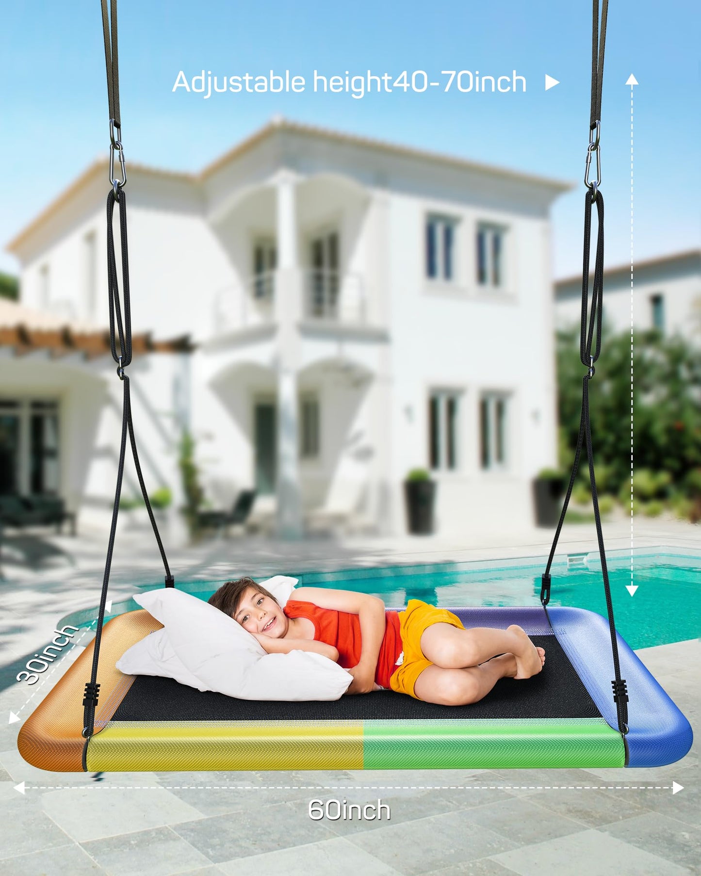 Everyfun Tree Swing for Kids and Adults — 60-Inch Rectangle, Waterproof, Heavy-Duty, 700 lbs, Colorful