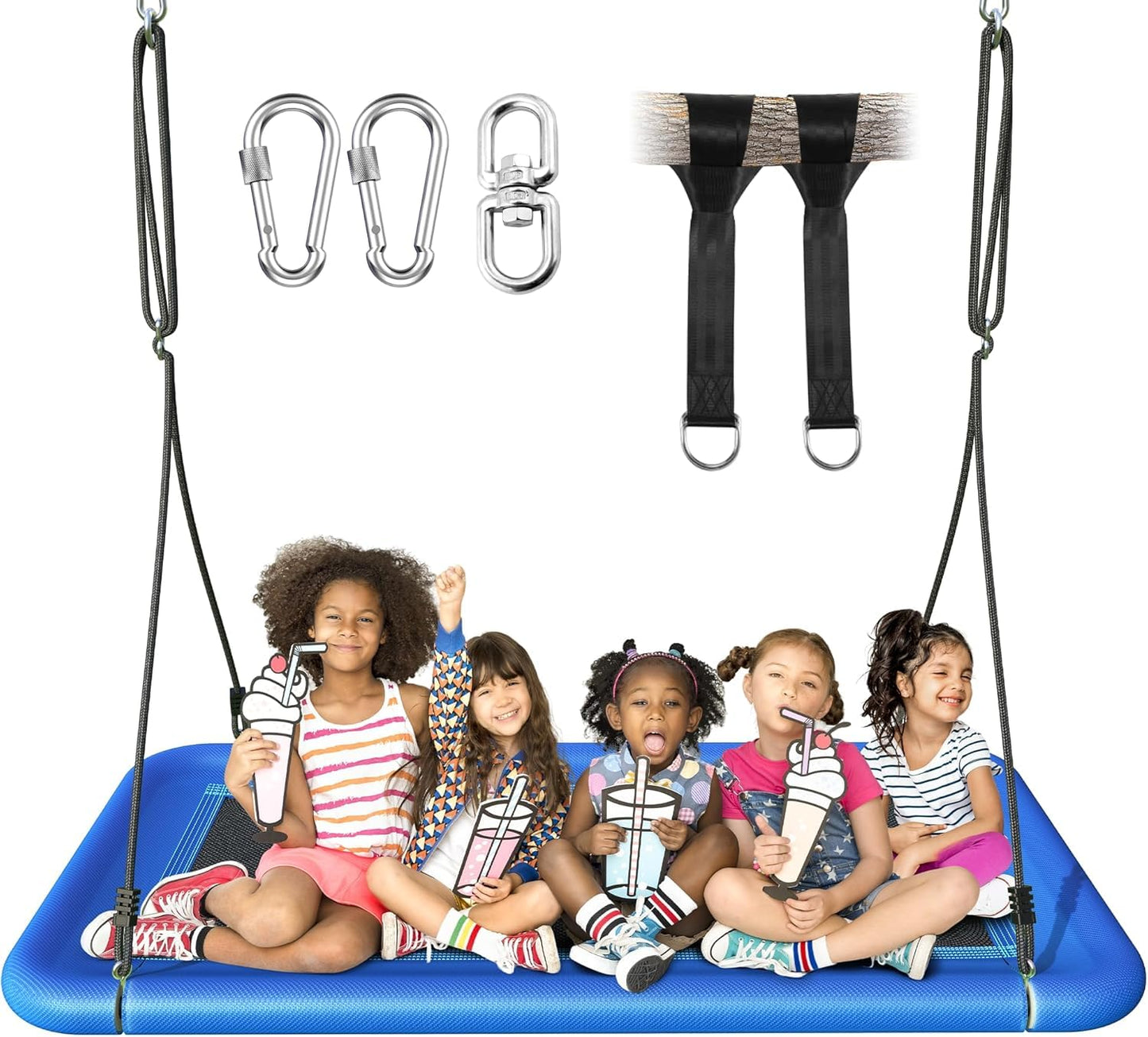 Everyfun Tree Swing for Kids and Adults – 60-inch Rectangle Platform, 700 lb Capacity, Cobalt Blue