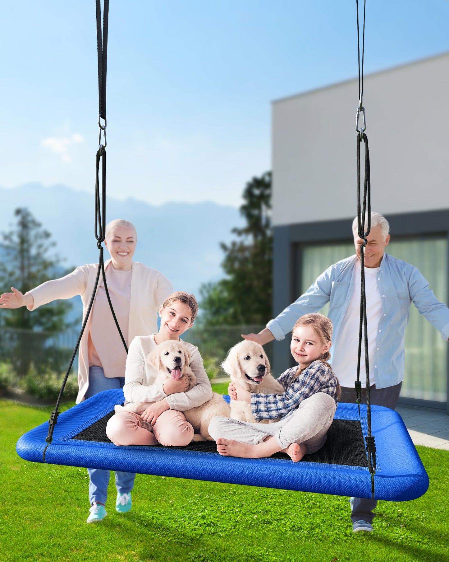 Everyfun Tree Swing for Kids and Adults – 60-inch Rectangle Platform, 700 lb Capacity, Cobalt Blue