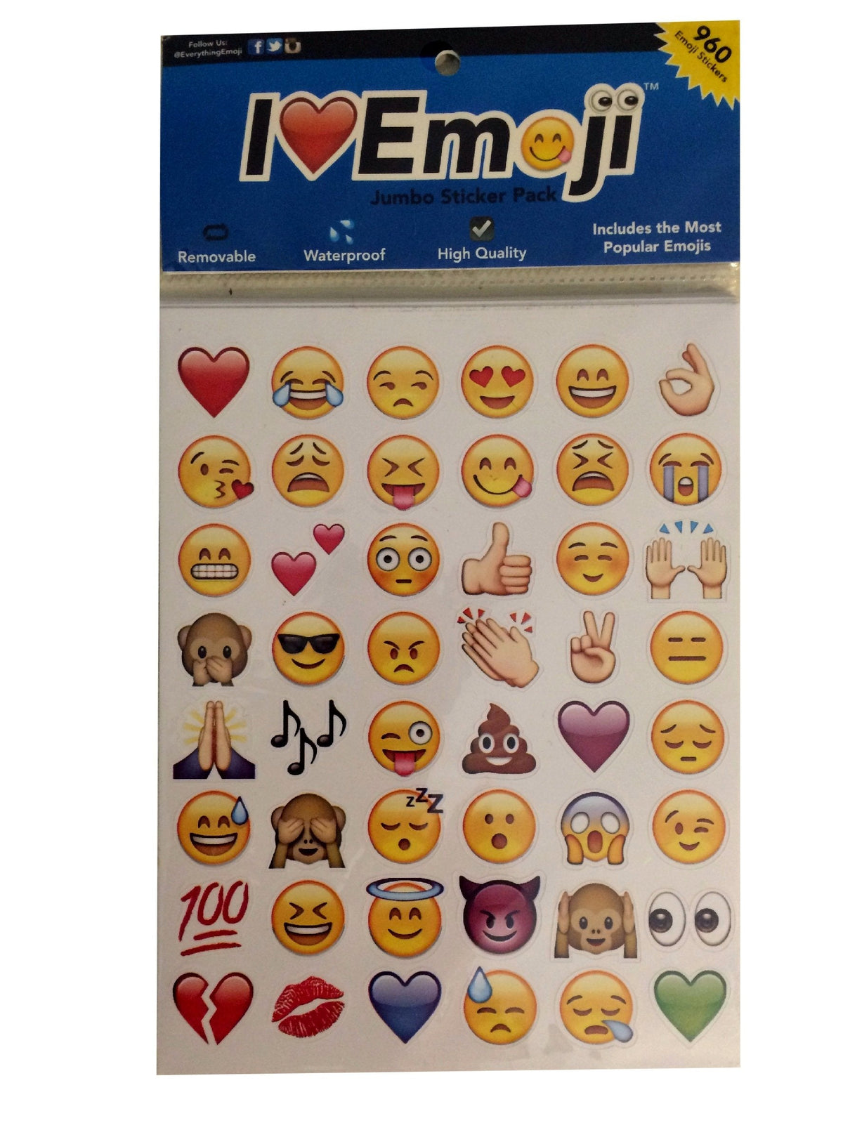 Everything Emoji Jumbo Stickers – 960 Popular Emoticons, Large Size, Water-Resistant & Removable